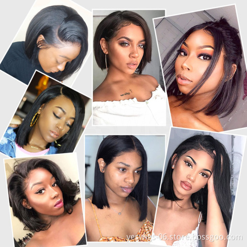 Straight Short Bob Wigs Human Hair Hd Full Lace Front Wig Raw Brazilian Natural Virgin Human Hair Transparent Lace Frontal Wig